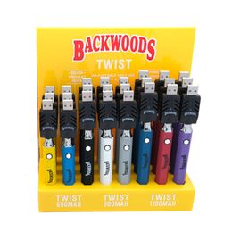 Hexagon Backwoods Twist Batteries Electronic Cigarettes Kits Preheat VV Battery 650/900/1100mAh Charger Vape Pen 24Pcs