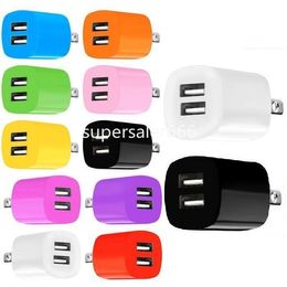 Colourful fast 2.1A Dual usb chargers US Ac home wall charger plug adapter for iphone 11 12 13 14 15 Samsung Htc S1