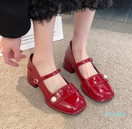 Dress Shoes 2023 Spring Autumn Temperament Large Size Single Girl Retro Shallow Mouth Fairy Style Thick Heel Mary Jane