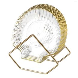 Decorative Figurines Small Appetiser Plates Transparent Starfish / Shell Shape Trays Set With Holder Stand For Gass