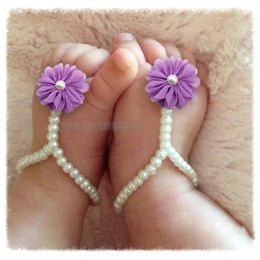 First Walkers Baby Kids Pearl Anklets Shoe Fashion Jewelry With Flowers Foot Chain Infant Born Colorful Barefoot Accessories Cute