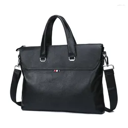 Briefcases Genuine Leather Men's Business Briefcase Cowhide Single Shoulder Handbag High Quality Luxury Casual Crossbody Messenger Bag