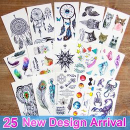 5 PC Temporary Tattoos 3D Waterproof Temporary Tattoo Stickers Dream Catcher Diamond Feather Flash Tattoo Body Art For Women Transferable Fake Tattoos Z0403