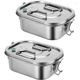 Dinnerware Sets Lunch Box Stainless Steel Container With Airtight Valve Handle Kids Adult Double Wall Metal