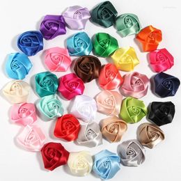 Hair Accessories 1000PCS 3.6CM 1.4" Mini Rose Bud Flower For Rolled Rosettes Satin Ribbon Fabric Flowers Headband