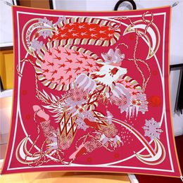 Sarongs 90cm New Hot Fox Print Twill Silk Scarf Shawl Square Women Hijab Bandana Foulard Neckerchief Head Sjaal Sunscreen Head Scarves P230403