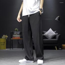 Men's Pants Thin Chinese Style Plus Size Ice Silk Casual Sports Summer Loose Straight Sweatpants Oversized Trousers Men Clothing