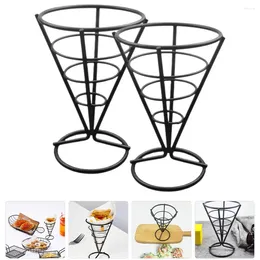 Flatware Sets 2 Pcs Cone Snack Holder French Fries Metal Cups Stainless Steel Basket Appetiser Serving Racks