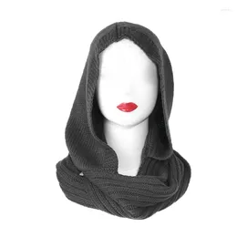 Scarves Winter Soft Pullover Knit For Infinity Scarf Beanie Hoodie Circle Loop Shawl Wrap Solid Colour Loose Hat Cap Women Me