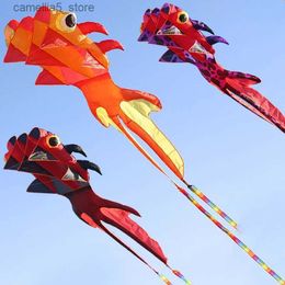 Kite Accessories 8M 3D Soft Kite Big Goldfish Adult Outdoor Large Flying Long-tail Kites Easy To Fly Tear Resistant Waterproof Material Cometas Q231104