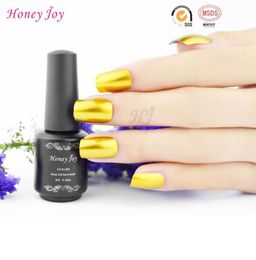 WholeHoney Joy 1pc Golden Color Metallic Mirror Effect Soak Off Nail Polish Metal Lacquer 8ml Long Lasting Nail Art Top Manic8221497