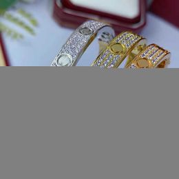 Gold Diamond Bracelet Female Stainless Steel Designer Couple Width 7MM Valentines Day Gift Girlfriend Jewellery WJAC