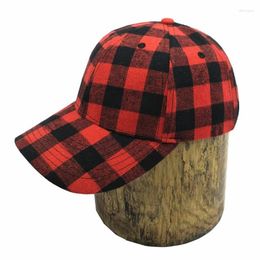 Ball Caps Red Plaid Snapback Cap Women Hat Fashion Checks Cotton No Logo Classic For Men