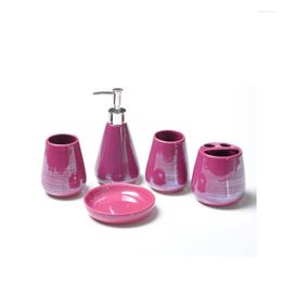 Bath Accessory Set Pearl Glaze Ceramic Toiletries Five-piece Gargle Mug Lotion Bottle Toothbrush Holder Dish Smile Toilet Bathroom