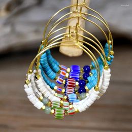 Dangle Earrings Fashion Colorful Turquoise Beaded Circle For Women Retro Gold Color Ear Ring Eardrop Boho Girl Jewelry Accessories Gift