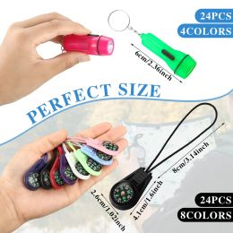 Key Chain Flashlights Mini Flashlight Keychain And Survival Compass Led For Outdoor Emergency Kits Bracelet Necklace Hiking Cam Party Am6Vt