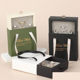 Jewelry Boxes Der Type Jewelry Box Paper Ring Earrings Necklace Packaging Boxes Gift Display Cases With Handle Drop Delivery Jewelry J Dhdh4