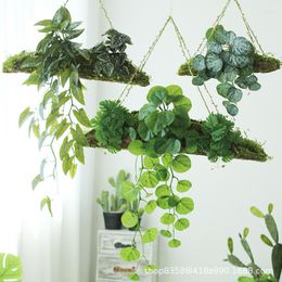 Decorative Flowers Large Moss Flower Pot Basket Hanging Bark Plant Balcony Home Decoration