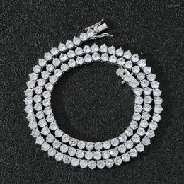 Chains 4MM 3 Claw Inlay Cubic Zircon Tennis Chain Bling Iced Out 16-24inch Necklace For Men Women Hip Hop Jewellery