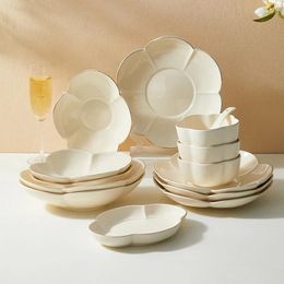 Bowls Tableware Set Home Lace Ceramic Housewarming Light Luxury Ins Wind Bowl Soup Rice