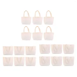 Shopping Bags 6 Pieces Canvas Tote Top Handle Bag Fabric For DIY Projects Advertising Painting Embroidery Decoration
