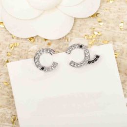 2023 Luxury quality charm stud earring with black and white diamond in silver plated have stamp box PS4807A