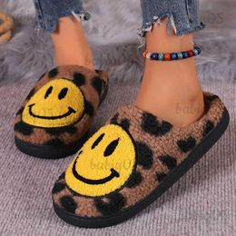 Winter Cute Cartoon Smiling Face Home Cotton Furry Women House Fur Female Couple Warm Slippers Indoor Shoes T231104