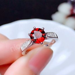 Charm Red Crystal Stone Ring Minimalist Zircon Wedding Rings for Women Luxury Jewellery Dainty Bridal Round Engagement Ring