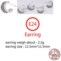 E24 S925 Pure Silver Ear Studs Personalised Fashion Cross Flower Letter Punk Street Dance Style Earrings Jewellery Earrings as a Gift for Lovers