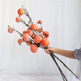 Decorative Flowers 7 Simulation Persimmon Branches Fake Flower And Fruit Wedding Props Simulated Plant Decoration