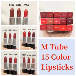 New Tube Lipstick For Girl M Brand Best Quality Matte Lipsticks With 15 Color Rouge A Levres 3g Stain Lipsticks High Quality Girl Lip Cosmetics With Fast Shipping Stock