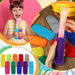 16 Colours Antifreezing Popsicles Bags Tools Freezer Icy Pole Popsicle Holders Reusable Neoprene Insulation Ice Sleeves Bag for Kids Summer u0404