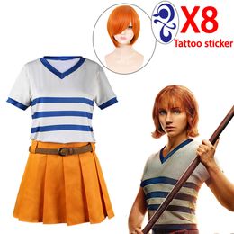 Cosplay TV Liveaction Drama Nami Cosplay Uniform Wig Tattoo Sticker Halloween Costume For Women Girls