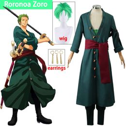 Cosplay Roronoa Zoro Cosplay Anime Uniform Wig Earrings Halloween Costume For Men Boys