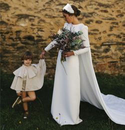 Elegant Wedding Dress for Women 2023 Bride Long Sleeve Cape Backless Mermaid Simple Bridal Gowns Robe de Mariage Vestidos De Noiva
