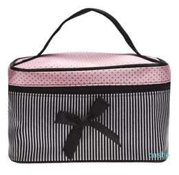 Designer-Women's Bag Square Bow Stripe Cosmetic Bag Big Lingerie Bra Underwear Dot Bags Travel Bag toiletry kits Sac