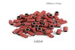 NAD002 100pcs Mounted Cylindrical Grinding round Heads Abrasive Sleeves Sanding Bands For Nail Drill bites Manicure Tools9778030