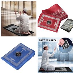 Party Favor Portable Waterproof Muslim Prayer Mat Rug With Compass Islamic Eid Decoration Gift Favors Blanket Drop Delivery Home Gar Dhk4V