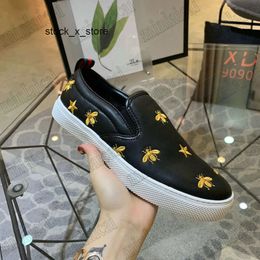 Sports Loafer gglies Shoes Black Web Flats Men's Casual Dublin 10g Gold ACE Signature Bee Grosgrain Star Trainer Embroidered Sneakers 407364 Slip-ons 6PWS