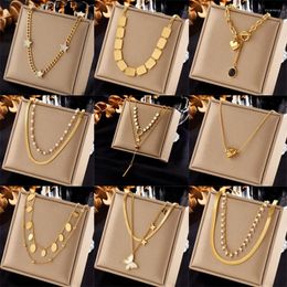 Choker Fashion Niche Light Luxury Design Sense Collarbone Chain Stainless Steel Multi-layer Stacked Butterfly Star Necklace