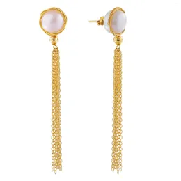 Dangle Earrings Trend Tassel Fashion Handmade Freshwater Cultured Pearl With 925 Sterling Silver Wire Stud Earring Long