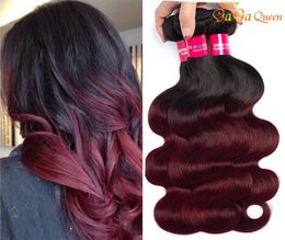 Gagaqueen Brazilian Ombre 1B 99J Body Wave Hair 3 Bundles Burgundy Hair Extensions 1B 99j Human Hair Weave2292525