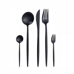 Dinnerware Sets 18/10 Stainless Steel Dining Spoon Fork Knife Fruit Coffee Set Tableware Gold Balck Matte Cutlery