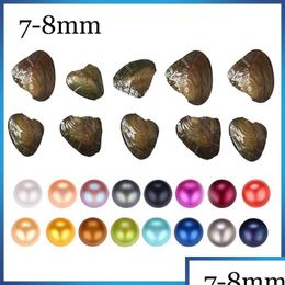 Pearl Diy 7-8Mm Freshwater Akoya With Single Pearl Mixed 25 Colors Top Quality Circle Natural For Gift Drop Delivery Jewelry Loose Bea Dhaby