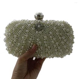 Evening Bags Kingluck Womens Faux Pearl Cascading Bead Rhinone Clutch Fashion Purse