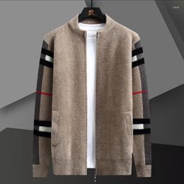 Men's Sweaters Fall Zipper Stripe Printing Sweter Korean Coat Designer Autumn Fashion Knit Cardigan Jacket Men