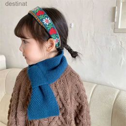 Scarves Family Matching Mom Girl Boy Scarf Fall Winter Warm Knitted Solid Cross Collar Neck Ring Muffler Baby Kids Scarves New ArrivalsL231104