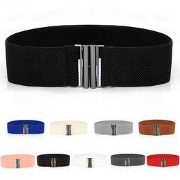 Belts Wide Elastic Belt Solid Colour Corset Belt Metal Buckle Lady Fashion Cummerbands Stretch Cinch Waistband Women Waist Belt Z0404