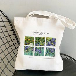 Shopping Bags Shopper Van Gogh img Printed Kawaii Harajuku women Canvas girl handbag Tote Shoulder Lady 230404