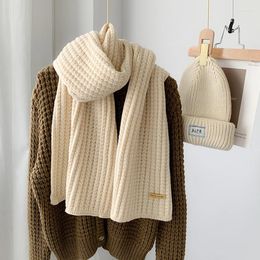 Scarves Solid Color Wool Scarf Female Korean Version Cute Girl Autumn Winter Thick Warm Knit Neck Ring Lovers Knitted
